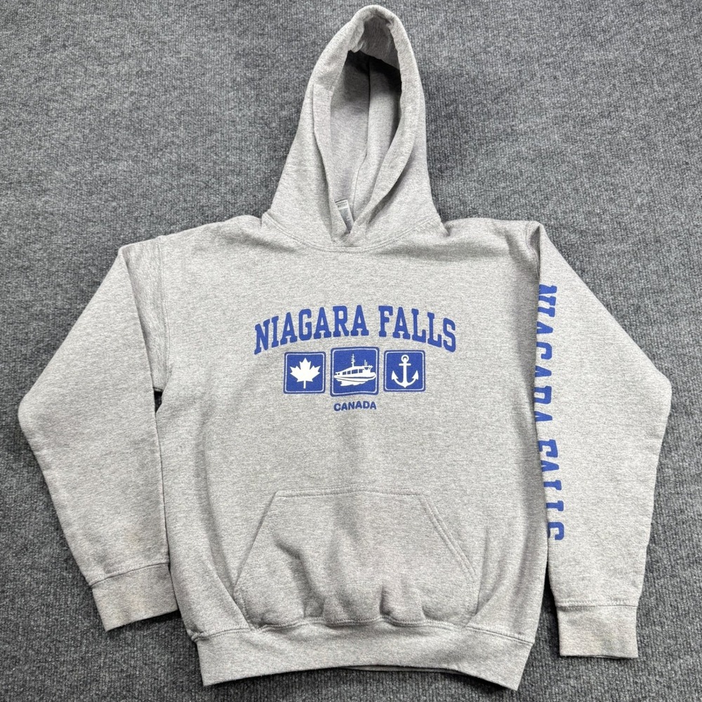 Niagara Falls Canada Hoodie Mens L Gray Blue Souvenir Graphic